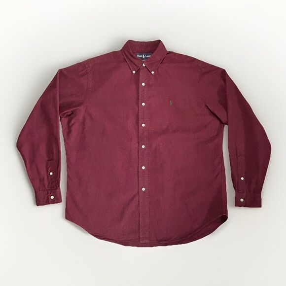 VTG Ralph Lauren Classic Fit Button Down Mens XL Shirt‎ Red Burgundy - Picture 2 of 13